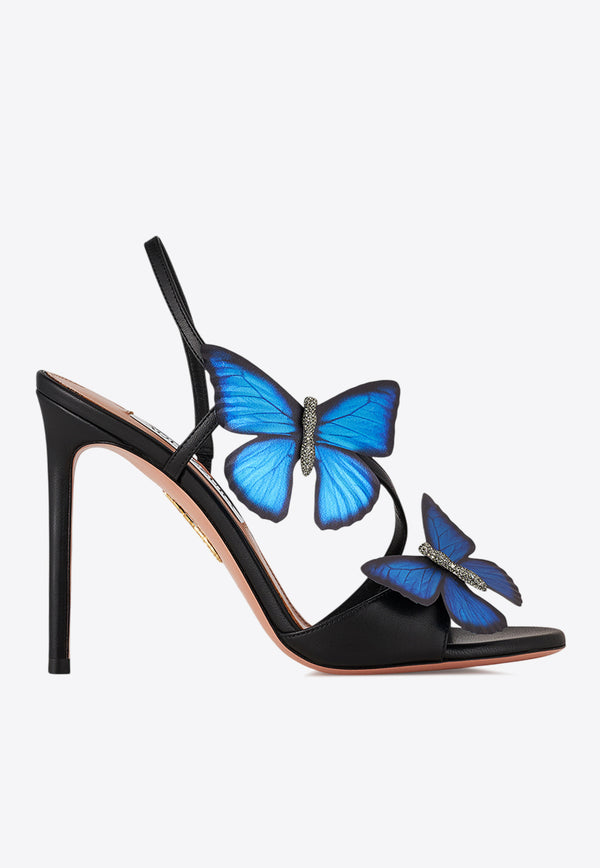 Aquazzura Babylon 105 Butterfly Applique Sandals BYLHIGS0-NAP-000 Black