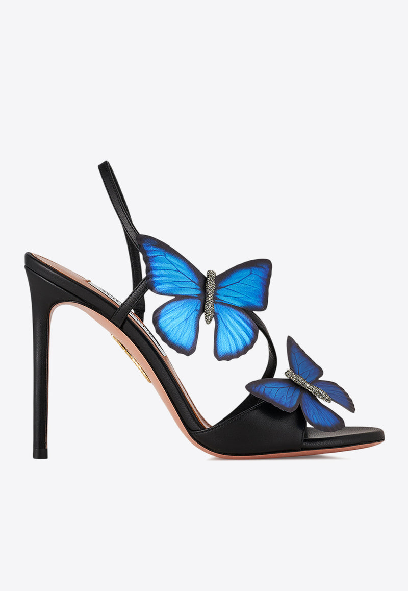Aquazzura Babylon 105 Butterfly Applique Sandals BYLHIGS0-NAP-000 Black
