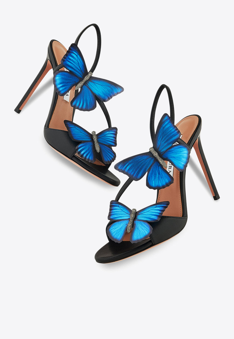 Aquazzura Babylon 105 Butterfly Applique Sandals BYLHIGS0-NAP-000 Black