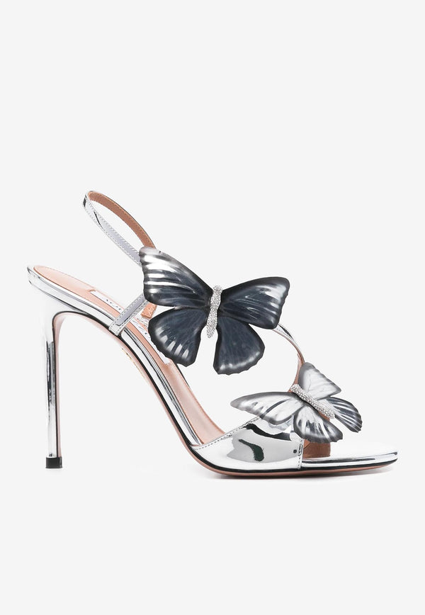 Aquazzura Babylon 105 Butterfly Applique Sandals BYLHIGS0-SSYCCC SILVER
