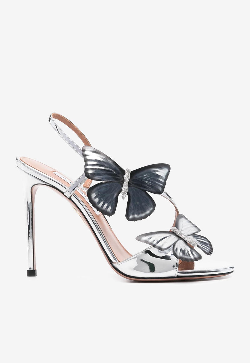 Aquazzura Babylon 105 Butterfly Applique Sandals BYLHIGS0-SSYCCC SILVER