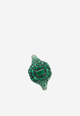 18 Karat Gold Emerald Pave Pinky Ring