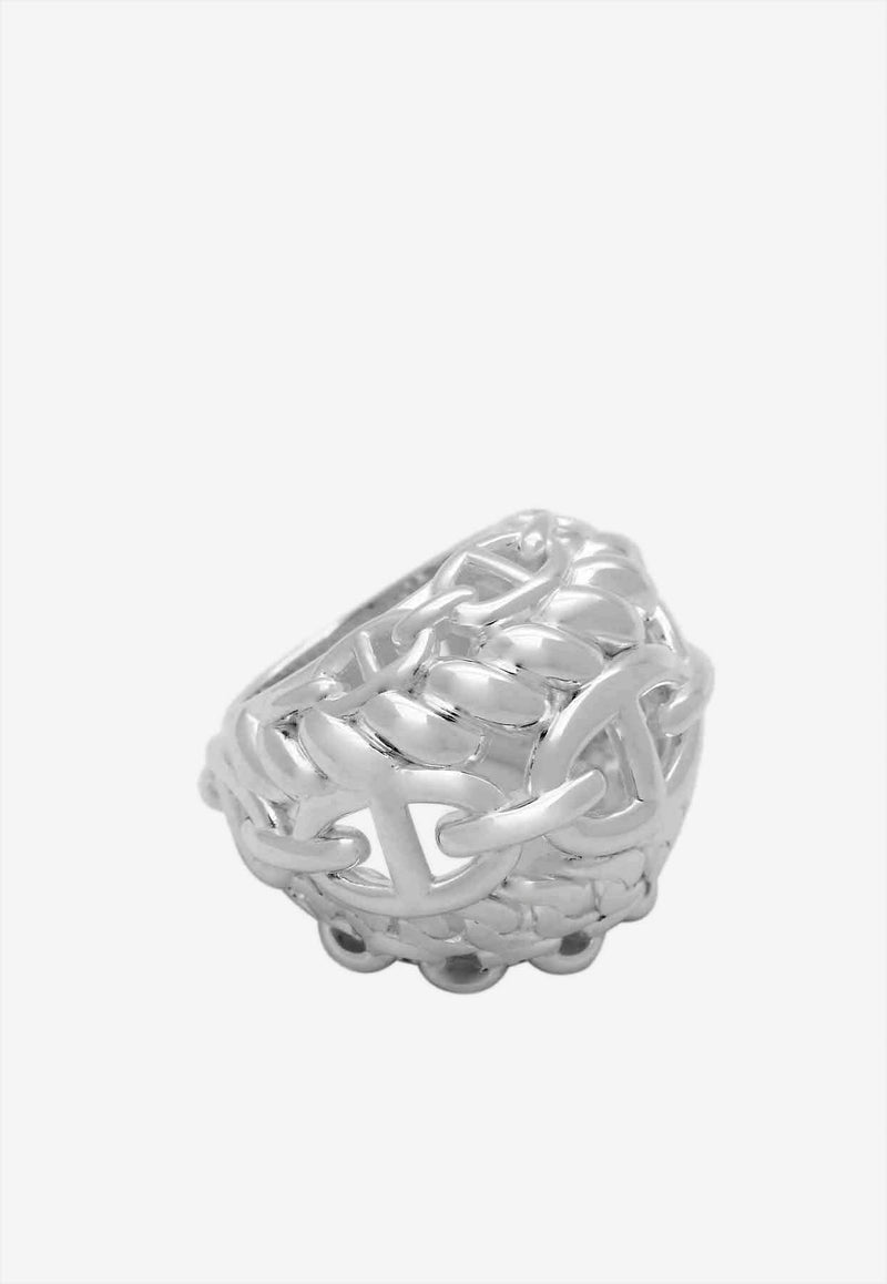 Hermès Chaine d'Ancre Multichaines TGM Ring in Silver