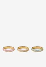 Adornmonde Ben Crystal Embellished Enamel Rings - Set of 3 Multicolor ADM271YG_BPB