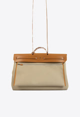 Hermès Herbag Zip Cabine Bag in Beton Toile and Naturel Sable Leather with Palladium Hardware