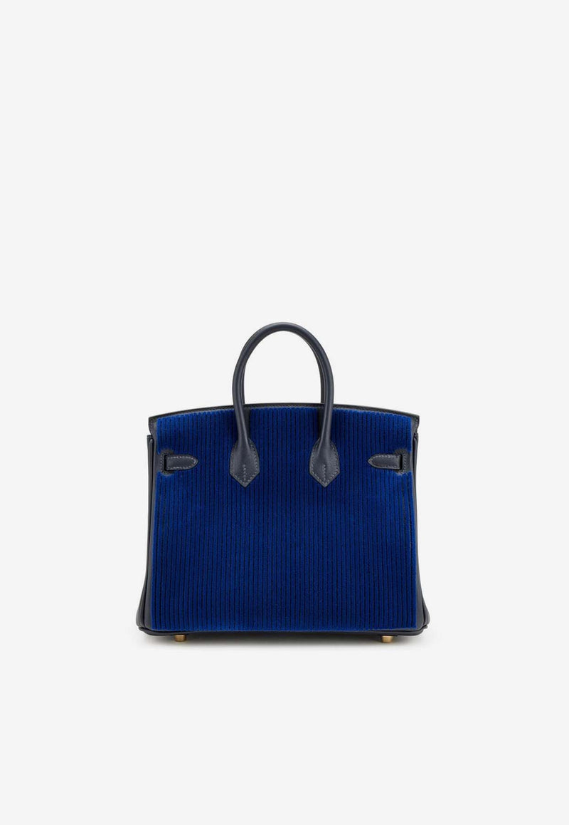Hermès Birkin 25 Côte à Côte Tuffetage in Caban and Bleu Saphir Swift with Permabrass Hardware