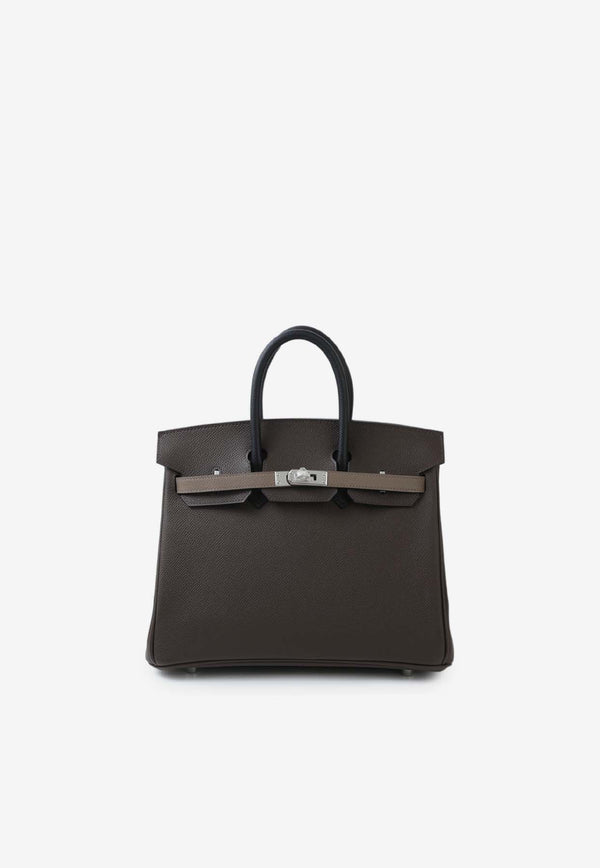 Hermès Birkin 25 in Ecorce, Etoupe and Black Epsom Leather with Palladium Hardware