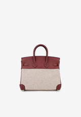 Hermès Birkin 25 in Rouge H Swift Leather and Ecru Toile with Palladium Hardware