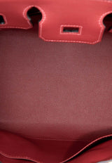 Hermès Birkin 25 in Rouge H Swift Leather and Ecru Toile with Palladium Hardware