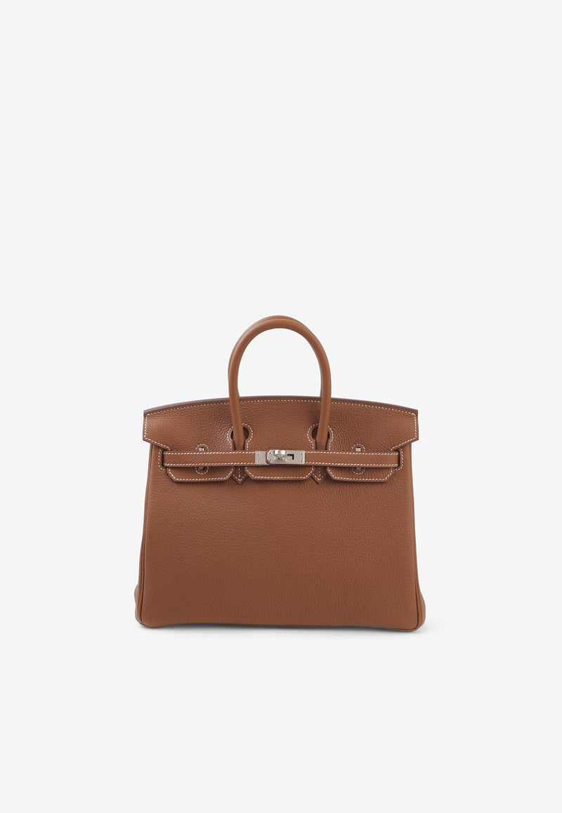 Hermès Birkin 25 Verso in Gold and Gris Misty Togo Leather with Palladium Hardware