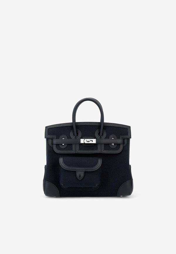 Hermès Birkin 25 Cargo in Black Toile and Swift Leather with Palladium Hardware