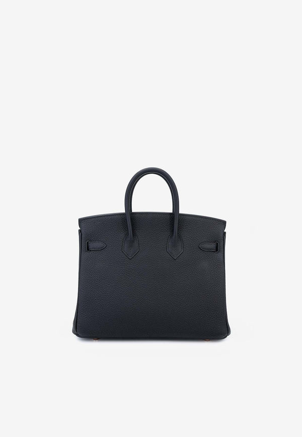 Birkin 25 Top Handle Bag in Black Togo with Rose Gold Hardware