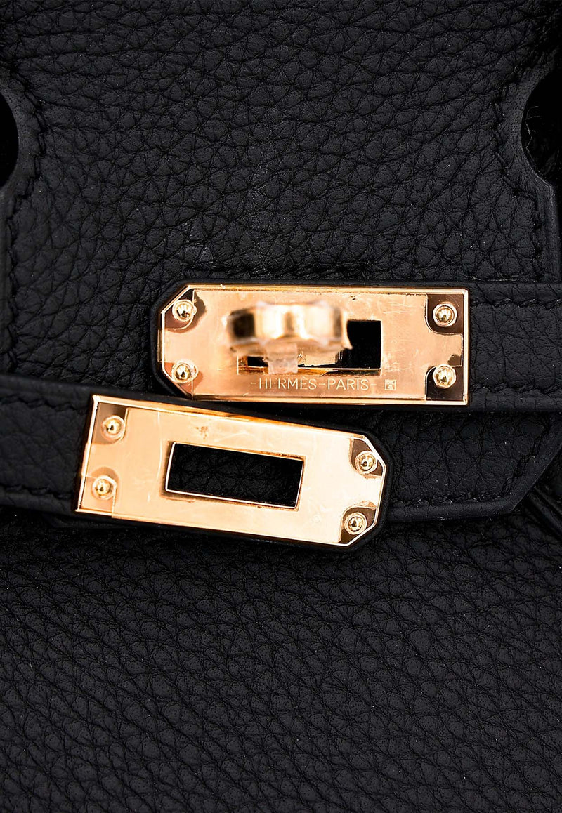 Birkin 25 Top Handle Bag in Black Togo with Rose Gold Hardware