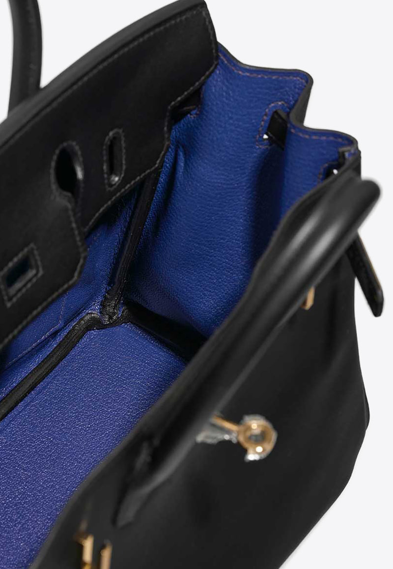 Birkin HSS 25 in Black and Bleu de France Swift with Permabrass Hardware