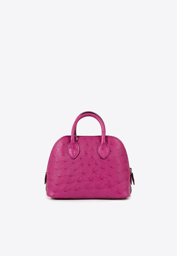 Hermès Mini Bolide 1923 in Rose Pourpre Ostrich Leather with Palladium Hardware