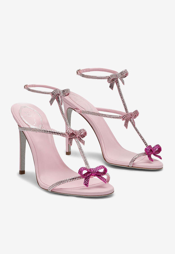 Rene Caovilla Caterina 105 Crystal-Embellished Bow Sandals C08003-105-R001Y214 PINK SATIN/LIGHT ROSE-CRYSTAL