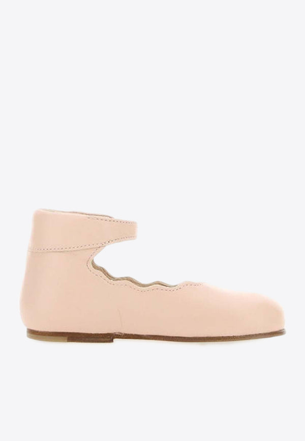 Chloé Kids Baby Girls Leather Ballet Flats Pink C09042_000_45K