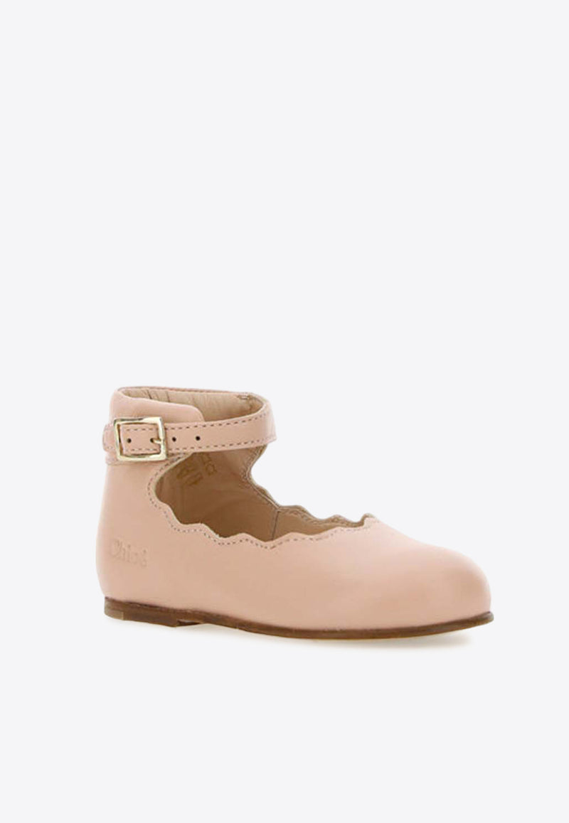 Chloé Kids Baby Girls Leather Ballet Flats Pink C09042_000_45K