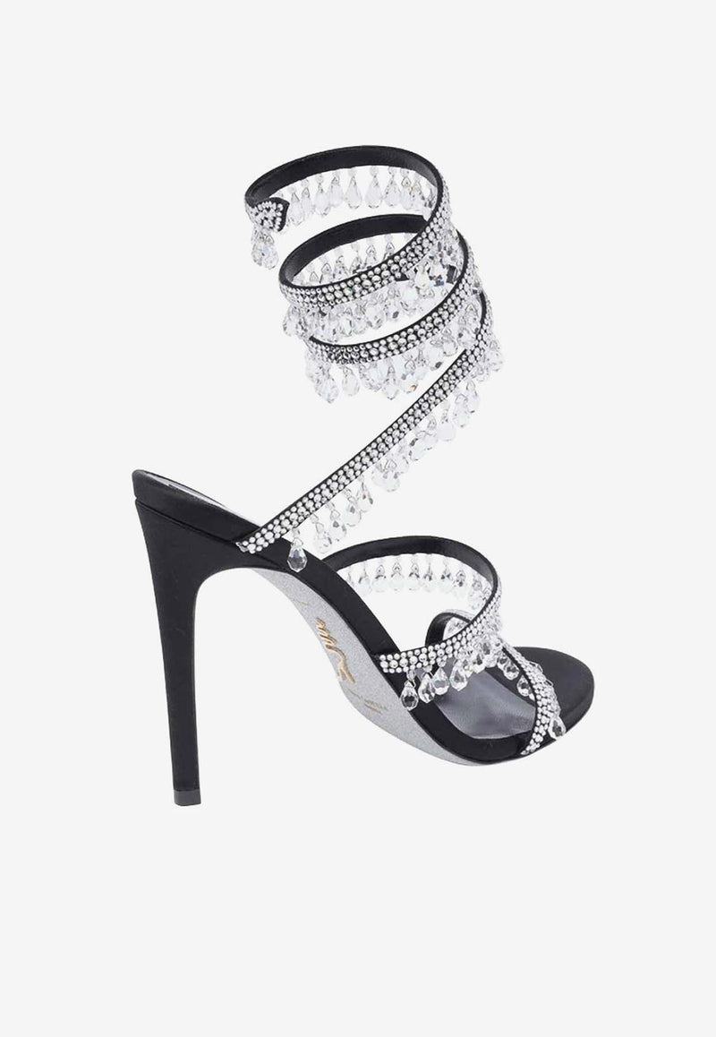 Rene Caovilla Chandelier 105 Rhinestone Embellished Sandals Black C10182-105-R001V065BLACK