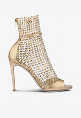 Rene Caovilla Galaxia 105 Crystal-Embellished Ankle Mesh Sandals C10220-105-NA01X436 MEKONG LAMB/GOLD STRASS