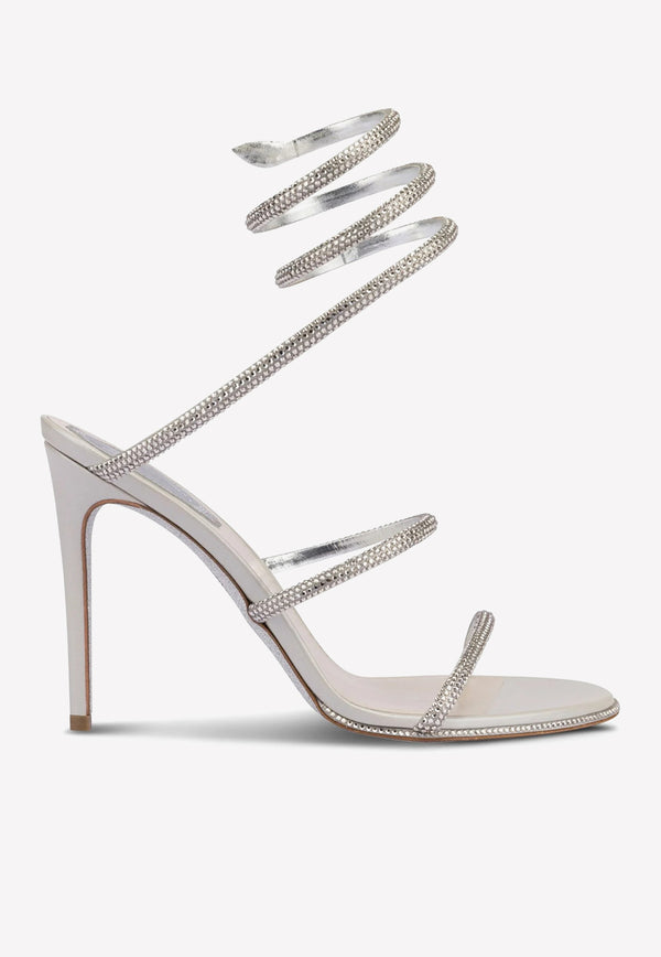 Rene Caovilla Cleo 105 Crystal Embellished Sandals C10416-105-R001V232 GREY SATIN/SILVER SHADE