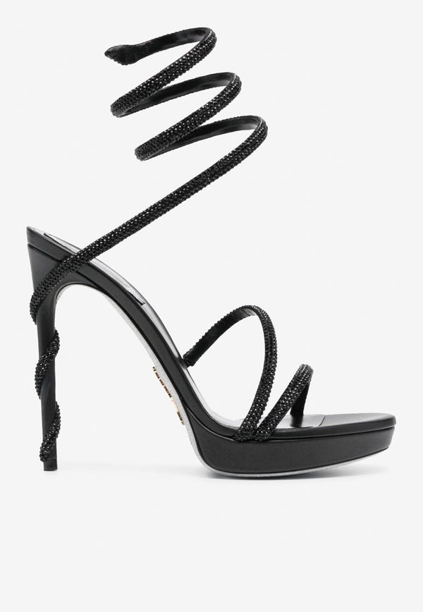 Rene Caovilla Margot 120 Crystal-Embellished Sandals Black C11339-120-R001V050 BLACK SATIN/JET STRASS