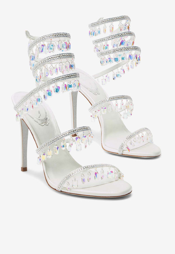 Rene Caovilla Chandelier 105 Jeweled Crystal-Embellished Sandals C11705-105-R001V741 IVORY SAT/CRYS MOONLIGHT-CRYS