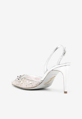 Rene Caovilla 80 Crystal-Embellished Pointed Pumps C11729-080-PI01V118 SILVER LACE-LAMB/CRYS STONES