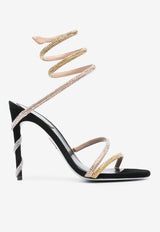 Rene Caovilla Margot 105 Crystal-Embellished Sandals C11879-105-C001Y161 BLACK SUEDE-SAT/DEGRADE GOLD
