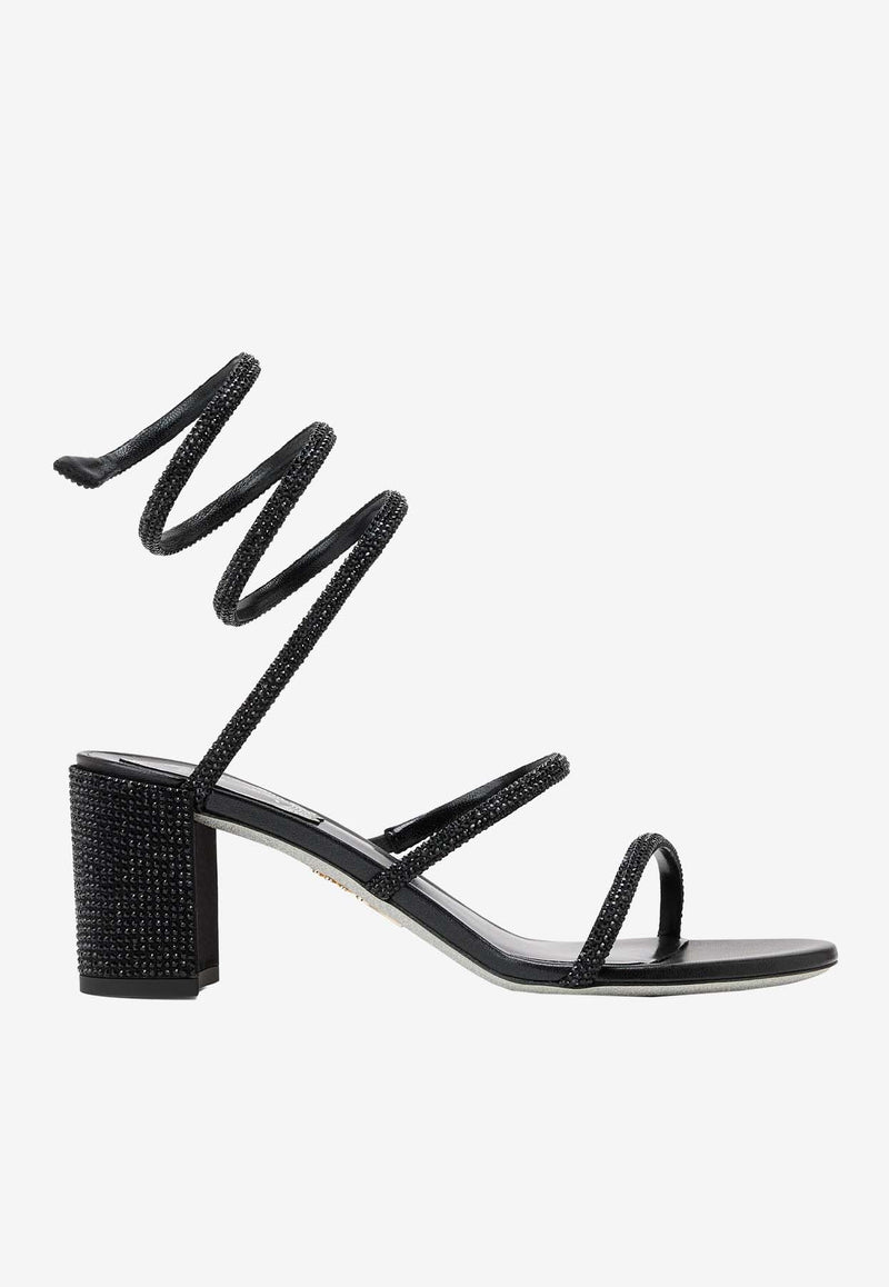 Rene Caovilla Cleo 40 Crystal-Embellished Sandals C12037-060-R001V050 BLACK SATIN/JET STRASS