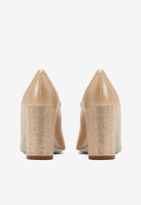 Rene Caovilla Kristen 80 Crystal Embellished Pumps Beige C12185-080-NA01V104 BEIGE LAMB/GOLDEN SHADOW