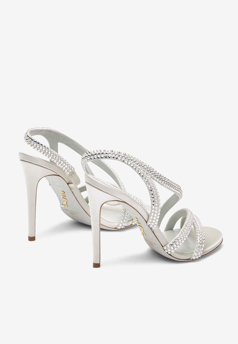 Rene Caovilla Lisa 105 Rhinestone Embellished Sandals Silver C12190-105-R001V232 GREY SATIN/SILVER SHADE STRASS