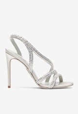 Rene Caovilla Lisa 105 Rhinestone Embellished Sandals Silver C12190-105-R001V232 GREY SATIN/SILVER SHADE STRASS