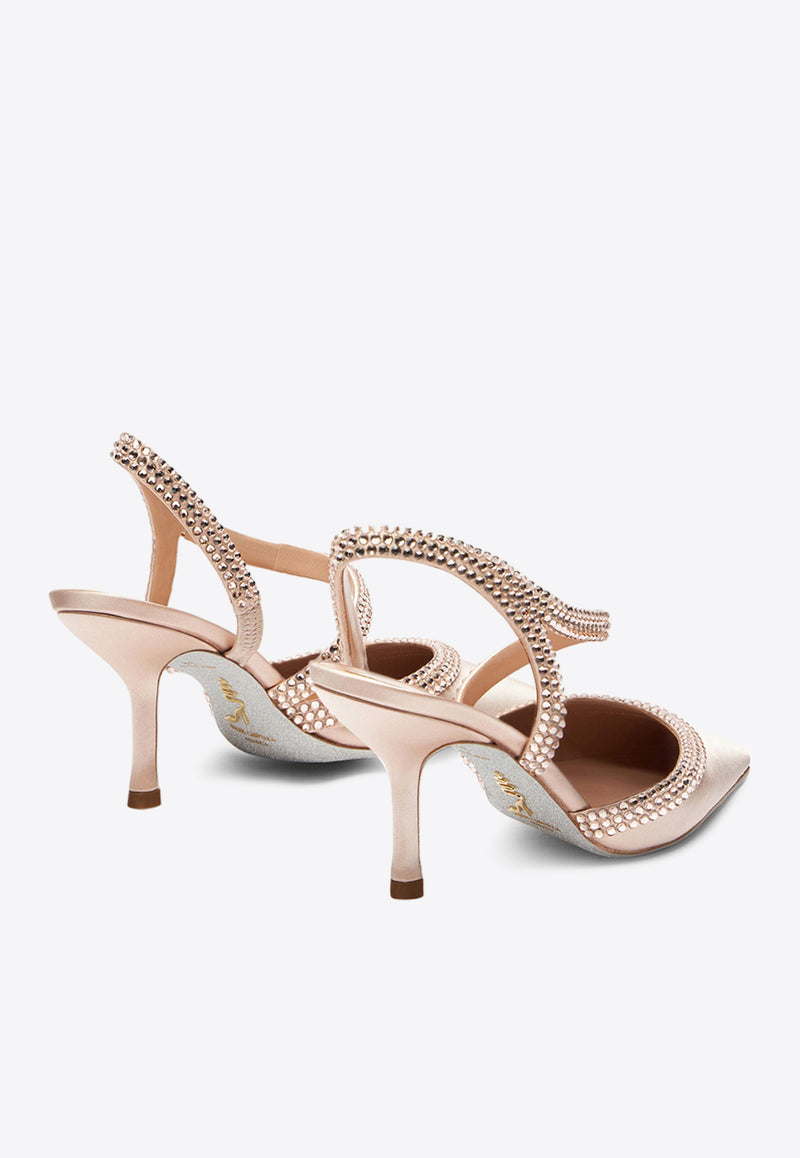 Rene Caovilla Lisa 80 Crystal-Embellished Slingback Pumps C12217-080-R001V233NUDE