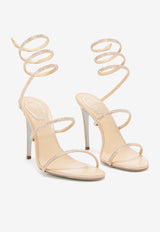 Rene Caovilla Cleo 105 Crystal Embellished Sandals C12369-105-R001V104 BEIGE SATIN/GOLDEN SHADOW
