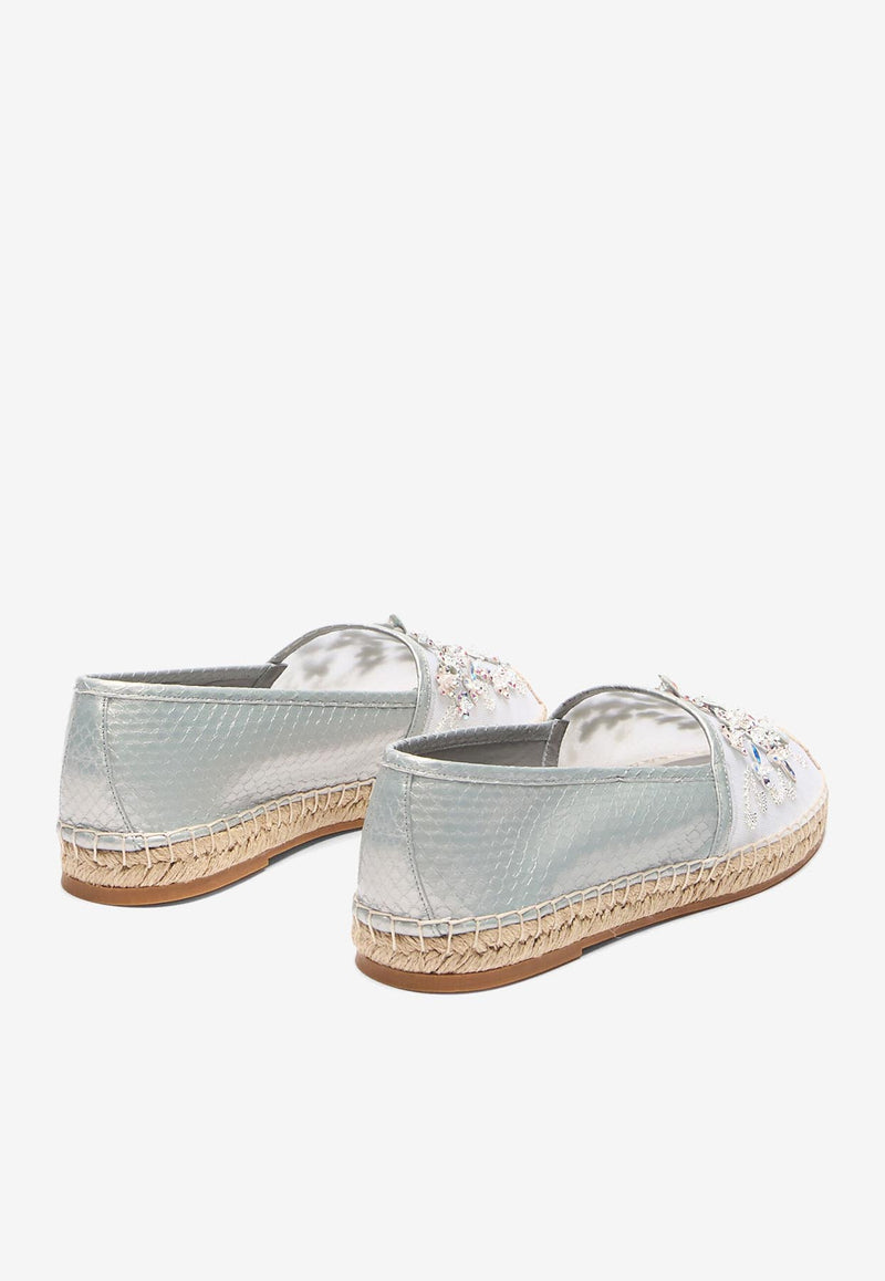 Rene Caovilla Eden Crystal-Embellished Flat Espadrilles C12419-010-AY019026 GREY AYER/CRYSTAL AB STRASS