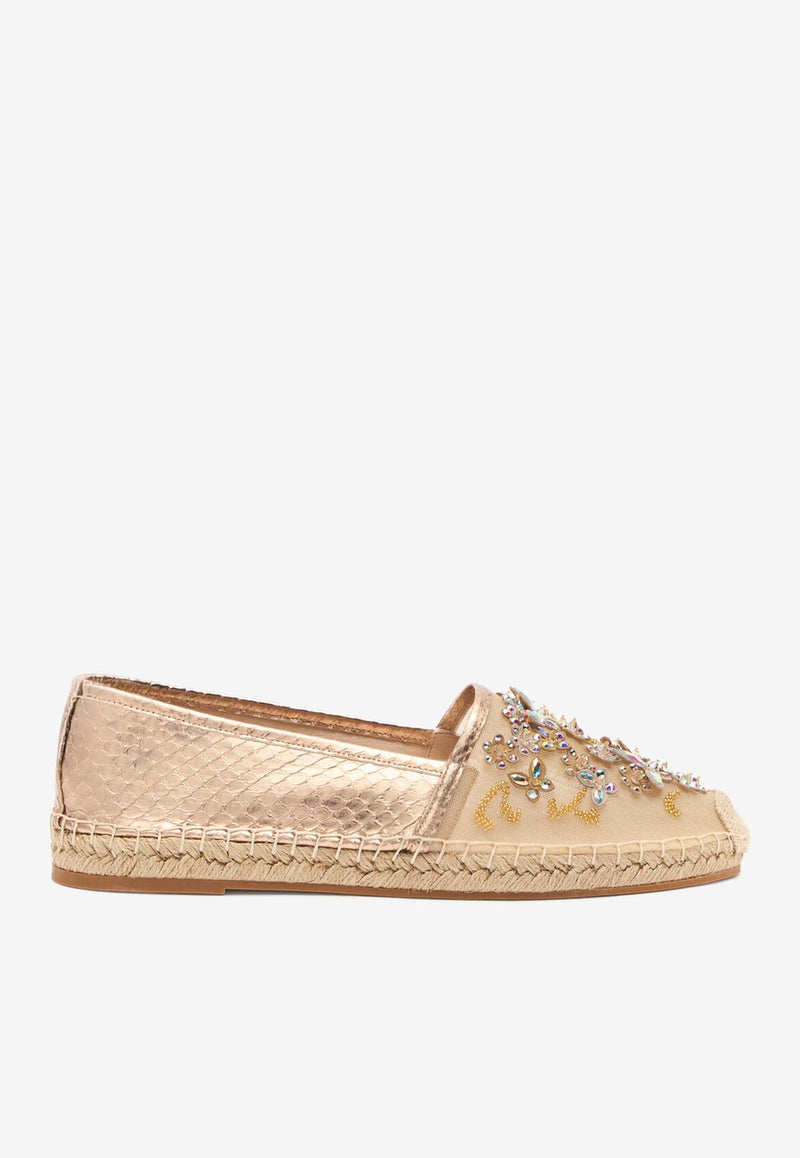 Rene Caovilla Eden Crystal-Embellished Flat Espadrilles C12419-010-AY01L013 GOLD AYER/CRYSTAL AB STRASS