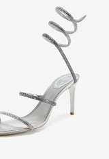 Rene Caovilla Cleo 80 Crystal-Embellished Sandals C12514-080-R0019204 GREY SAT/SILVER SHADE-MULTICO