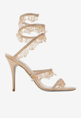 Rene Caovilla Chandelier 100 Embellished Satin Sandals Beige C12692-100-R001V104 BEIGE SATIN/GOLDEN SHADOW STRASS