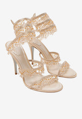 Rene Caovilla Chandelier 100 Embellished Satin Sandals Beige C12692-100-R001V104 BEIGE SATIN/GOLDEN SHADOW STRASS