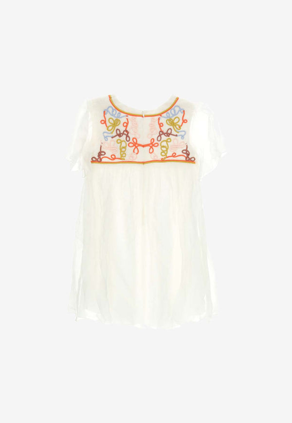 Chloé Kids Girls Embroidered Dress C12921_000_117 White