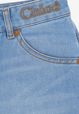 Chloé Kids Girls Logo Denim Shorts C14736_000_Z04 Blue