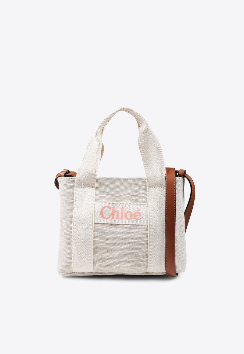 Chloé Kids Girls Logo Jacquard Shoulder Bag Beige C20424/Z40_NATURAL