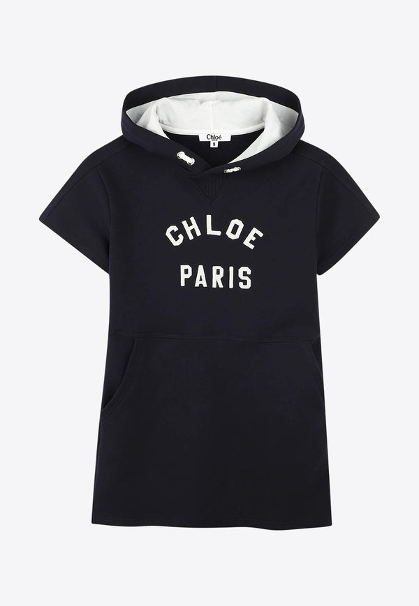 Chloé Kids Girls Logo Hooded Dress Navy C20435/859_NAVY