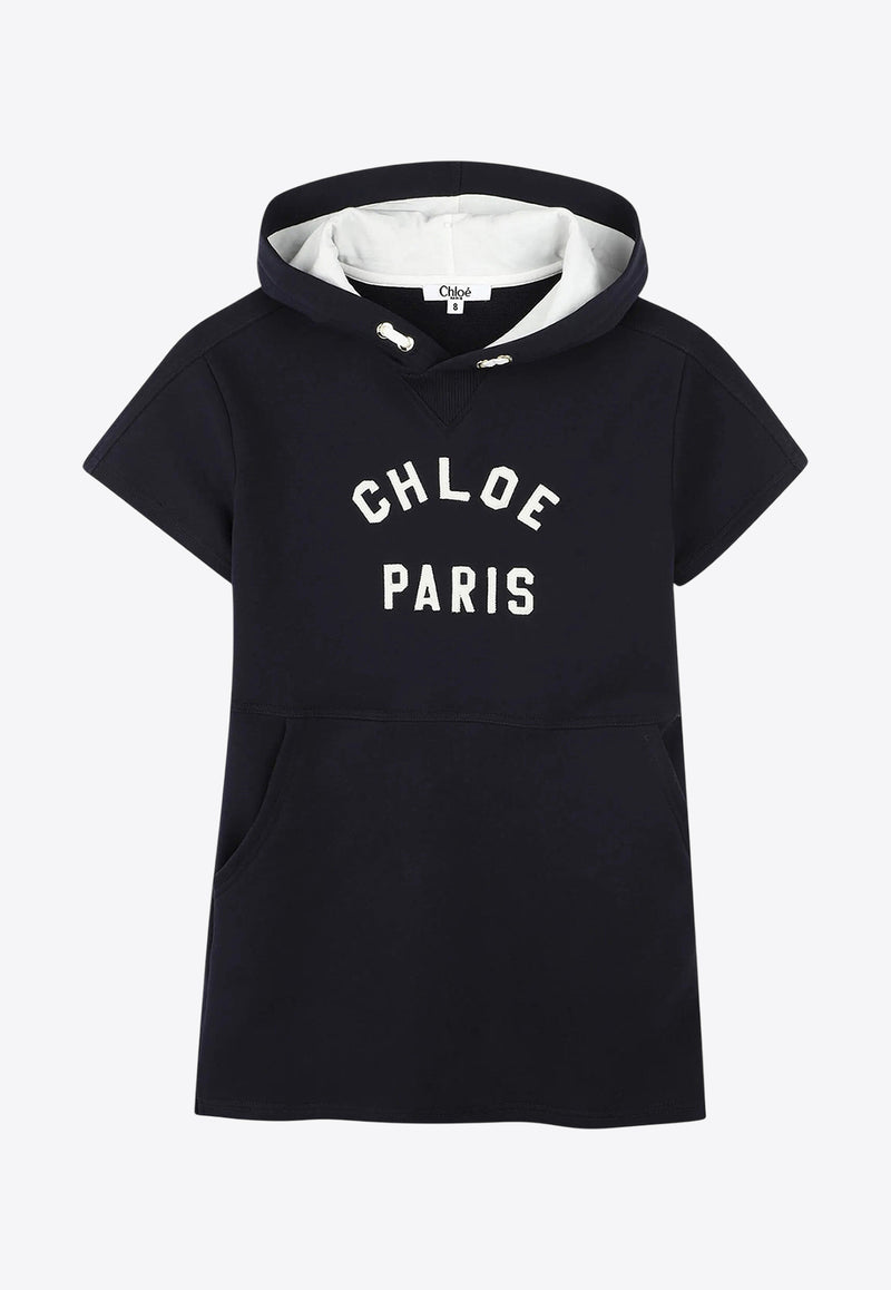Chloé Kids Girls Logo Hooded Dress Navy C20435/859_NAVY