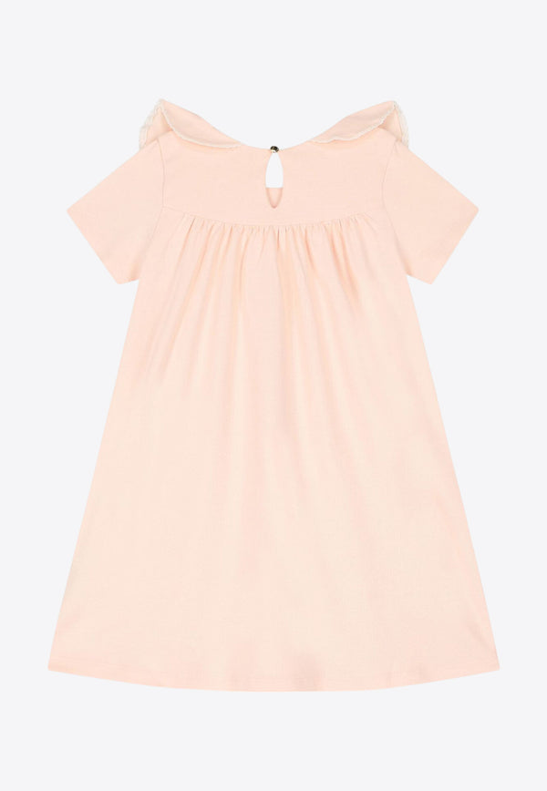 Chloé Kids Girls Logo Embroidered Poplin Dress Pink C20436/46J_PINK