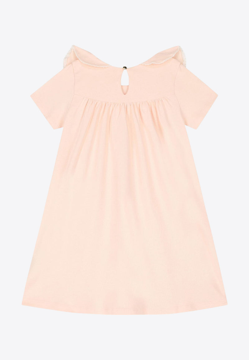 Chloé Kids Girls Logo Embroidered Poplin Dress Pink C20436/46J_PINK