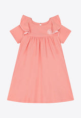 Chloé Kids Girls Logo Embroidered Poplin Dress Peach C20436/48D_PEACH