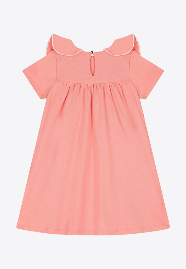Chloé Kids Girls Logo Embroidered Poplin Dress Peach C20436/48D_PEACH