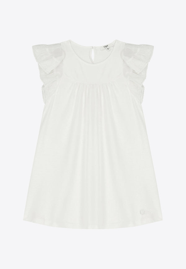Chloé Kids Girls Ruffled Dress White C20439/117_OFF-WHITE
